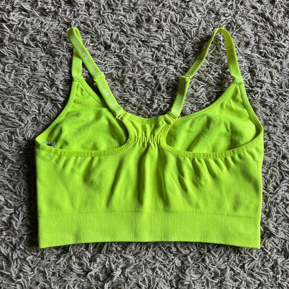 Under Armour Neon Yellow Racerback Sports Bra Size Medium - Picture 2 of 3